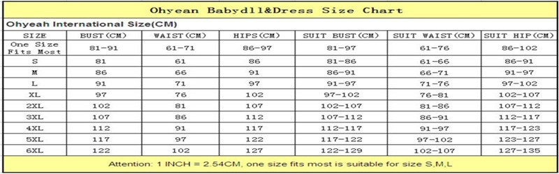 dress and babydoll size chart1