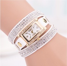 Cristal relojes mujer 2015 estilo europeo reloj nuevo reloj de cadena larga de la joyería vestido de punto ocasionales Long cuero reloj de cuarzo