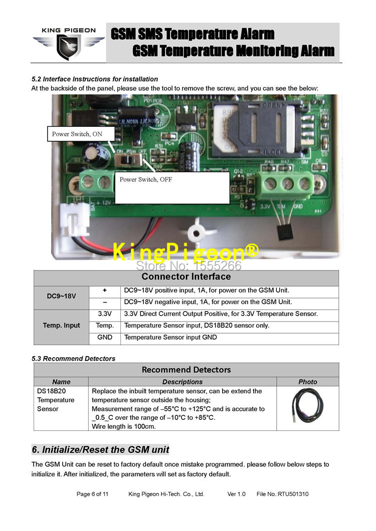 RTU5013 GSM Temperature Monitoring Alarm User Manual V1.0__06