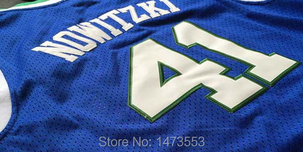 Dallas #41 Dirk Nowitzki Blue Throwback Jersey_04