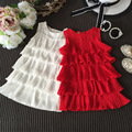 2016 baby girls dress Black Dot Red Bow infant summer dress for birthday party sleeveless princess