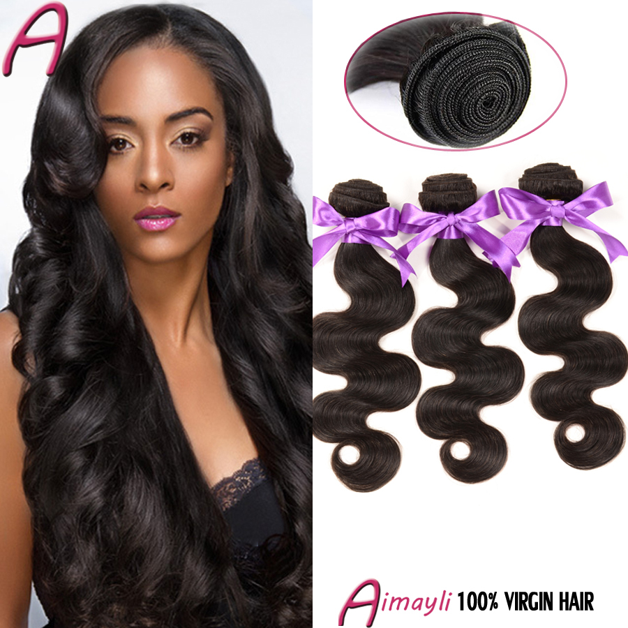 6A Unprocessed Virgin Brazilian Hair Body Wave 4Pcs Cheap Brazilian Curly Virgin Hair Bundles Real Human Hair Extensions Black