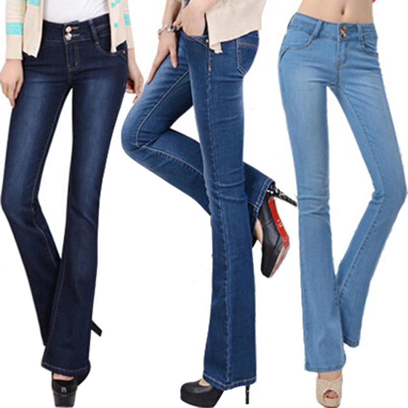 2016 spring new models flare pants stretch jeans Slim thin micro speaker female long pants waist Korean