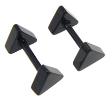 Triangle Plug Ear Stud Fake Cheater Barbell Men Women Sliver Black Ring Piercing Earrings Fashion Jewelry Accessories