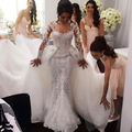 Gorgeous Elegant OWD804 Sexy Mermaid Long Sleeve Two Piece Removable Detachable Skirt Wedding Dresses 2016