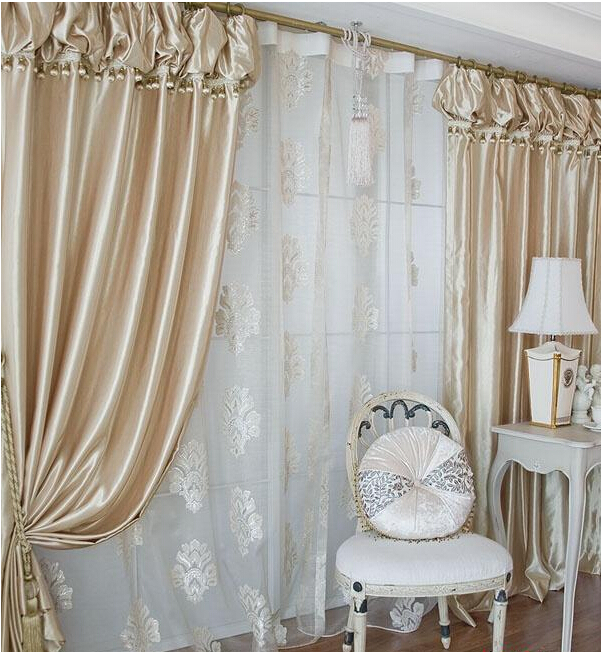 Top quality korean lanterns head curtain champagne color bedroom curtains finished product curtain/tulle window screening купить.