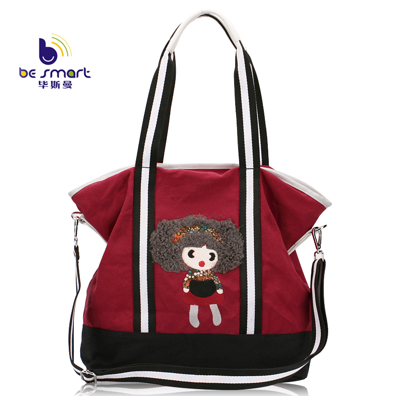 New arrival canvas bag female fashion tote bag big capacity with long shoulder strap and cute ...