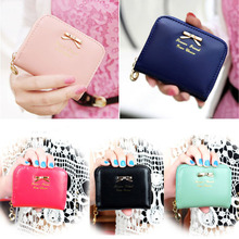 New Fashion Lady Women Leather Wallet Card Holder Coin Change Pure zip Around Free Shipping