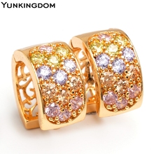 Yunkingdom Vintage Style 18k Gold Filled Big Brand Hoop Earrings Wedding Jewelry Earrings for Women M0080