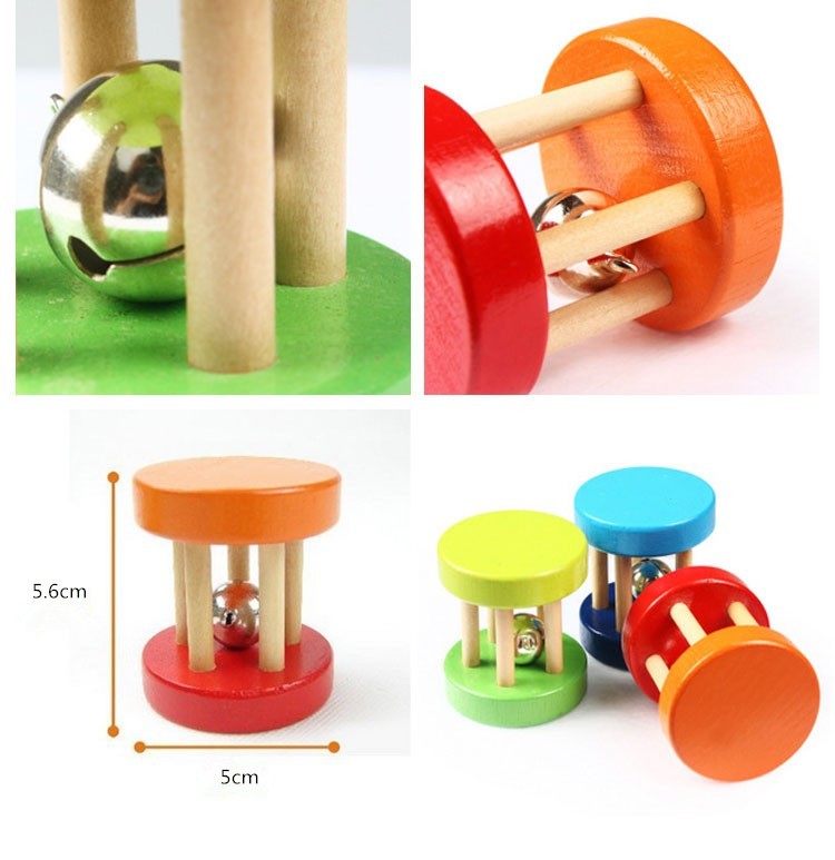 Multicolor Wooden Baby Rattle Toys Cute Newborn Rattle Bell Hand Bell Infant Musical Instruments Toy Learning Educational Toys