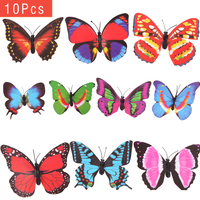 10Pcs EA14 Colorful Butterfly Garden Ornament Flowerpot Decor Butterfly w/ Stick