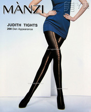 States Ya Beauty Manzi man posture 200D beautiful Lace tights retro T crotch vertical stripes anti hook stockings