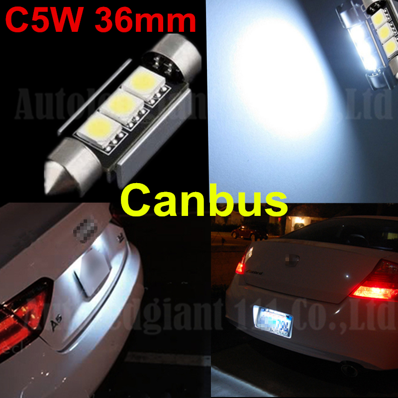 CANBUS Error Free C5W 36mm Festoon Cold White 3 SMD DE3423 6418 3LED 12v Car Interior