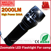 Free shipping cheaper and practical 2000Lumens High Power Torch Zoomable LED Flashlight Torch light For camp Flashlight
