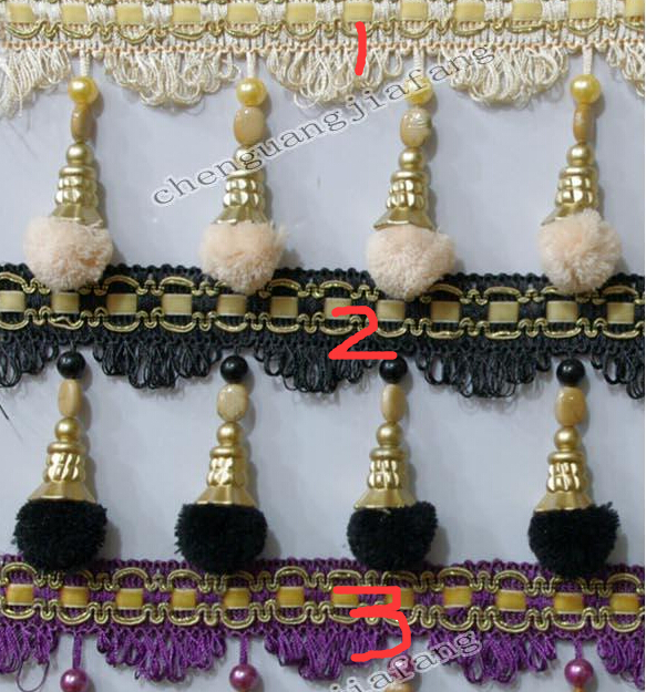 Lace curtains with tassels decorative light beads crafts pompon lace--15M
