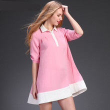 Fifth sleeve shirt collar maternity dress one-piece fashion 2016 fashion maternity clothing spring and autumn top 5616