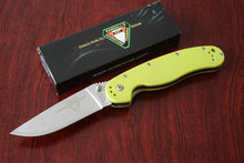 La gota alta calidad OEM Ontario fluorescente verde táctico plegable cuchillos de bolsillo que acampa cuchillo G10 manejar herramientas manos
