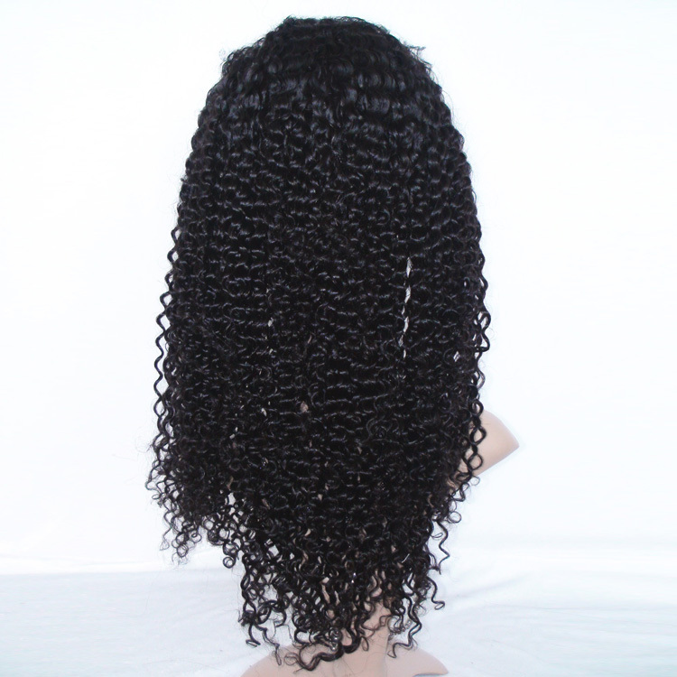 Queen Hair Lace Front Wig Indian Remy Virgin Human Hair Jerry Curl 1B# Off Black 8