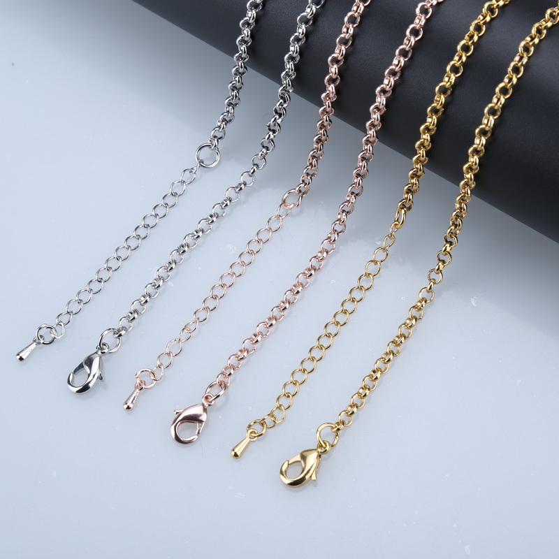 Hot sale 32 inch copper chains rose gold silver 85cm O style long chain necklace lobster clasp ...