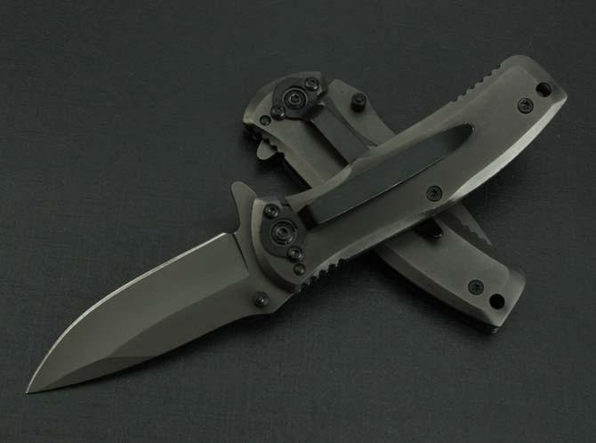 2015 Knives folding knife Titanium coating blade stainless steel handle 55 HRC best folding survival knife