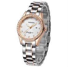 Ksd 2015 nuevas mujeres visten el reloj de cuarzo de acero inoxidable relojes de marca de lujo rhinstone mujeres de moda pulsera K-YJ