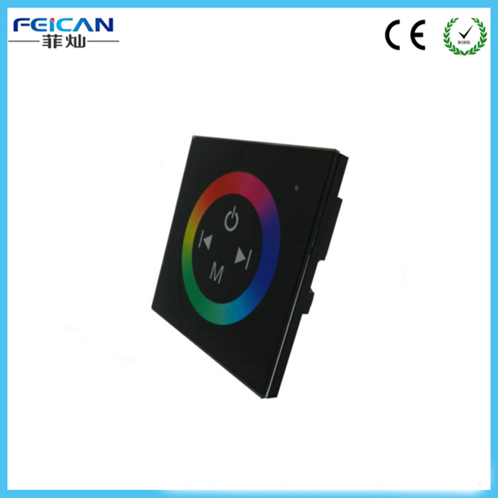 DC12V-24V 12A 4A /CH Black Wall Mounted RGB Touch Panel LED Controller Touch Panel RGB Full Color LED Controller Free Shipping