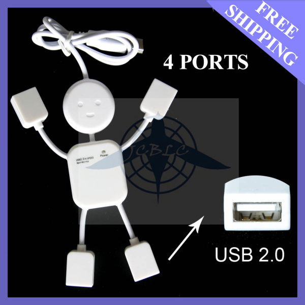 1PC FREE SHIPPING 4 PORT USB 2.0 LOVELY WHITE DOLL...