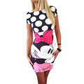Summer Style Women Dress Plus Size 3XL 2016 Sexy Casual Cute Cartoon Print Vestido Party Slim