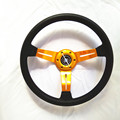 Universal 14 inch PU leather Steering Wheel golden blue 2016 New hot