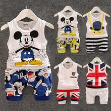 Free shipping 2015 hot new 6M 24M Baby Boy Summer Sets Boy vest shorts sets boy