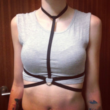 2016 Hot pastel goth fetish collar strappy underbust binding body harness bra quality harness sexy bondage lingerie top retail