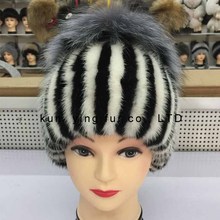 Female minks braided silver fox decoration real fur hats