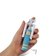 portable Mini folding mobile phone Wired self Selfie Sticks For iphone samsung galaxy Built-in Shutter Camera Monopod Tripod