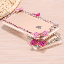 Case For iPhone 6 Plus Diamond Butterfly Bow Glitter Bling Rhinestone Clear Mobile Phone Accessories Cover