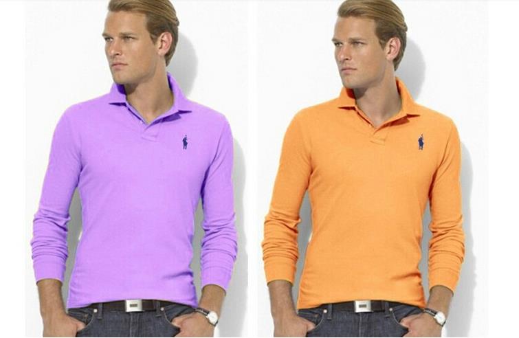 2015 spring small horse logo mens polo brands business lapel long sleeve polo men shirt classic