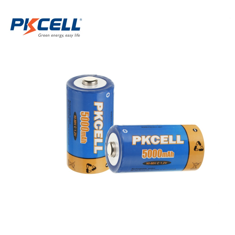 2Pcs PKCELL Ni MH 5000mAh 1 2V Batteries C Size Rechargeable Battery In