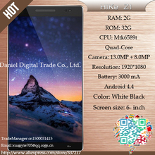 FHD Z1 6 inch NOTE 8 smartphone MATE7 same size 1920 * 108, 2G RAM 32G ROM Ali YunOS system MTK6589 8 Ocat-core 13.0MP + 8.0MP