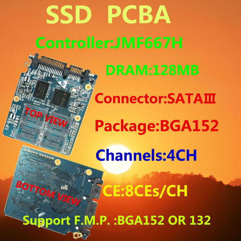 The SSD circuit board,SSD PCBA of JMF667H Controller,Flash Interface BGA152 OR BGA132 ,DIY SSD , SATA6Gb/s Interface SSD PCBA