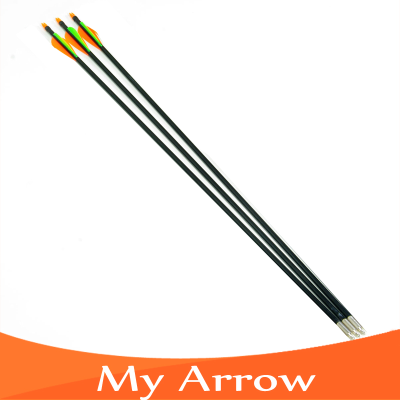 3pcs 30inch Fiberglass Arrows 30 80LBS with Orange Green Feather Hunter Nocks Hunting Target For Recurve