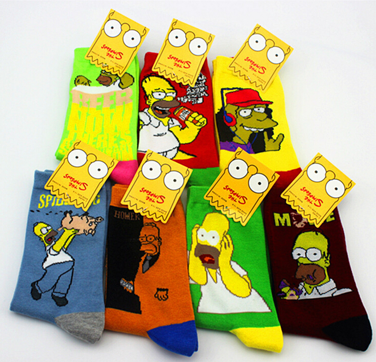 Simpsons family male half invisible socks Cotton Graffiti Styles Socks harajuku summer style weed happy socks