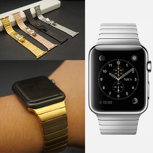 De lujo de plata Metal del acero inoxidable correa y del acoplamiento pulsera banda para apple reloj 42 mm correa de piel