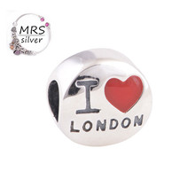 Red Enamel Heart Shaped Charm Engraved With I Love London