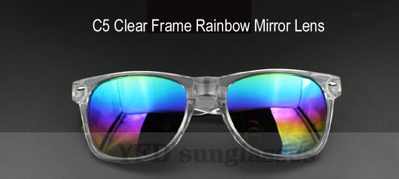 C5 clear frame rainbow mirror lens