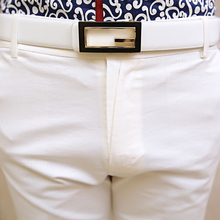 2014 Free Shipping Summer Business Pantalones Club Fashion Trendy Mens Leather Belt White Waistband Genuine Luxury Royal Cowhide