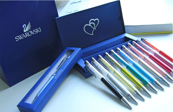 New Swarovski crystal pen Swarovski Ballpoint pen lady student lovely crystals stellar Pen with pen gift box