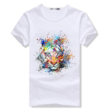 Tie Dye Tiger Prints Tshirt Homme Hip Hop Anime Hipster T-Shirt Men Deadpool Sport Streetwear Brand Clothing Plus Size White