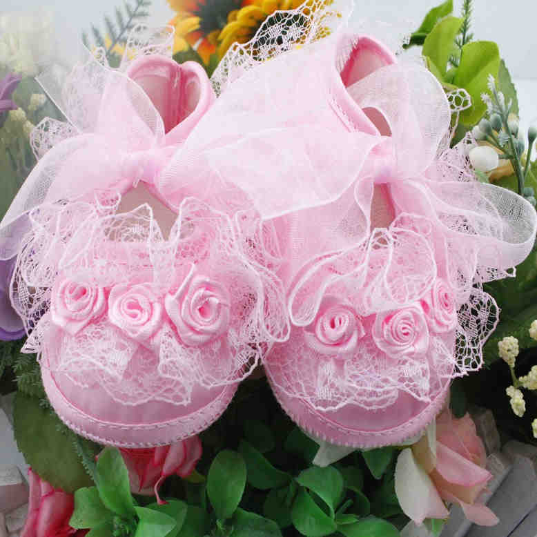 pink white 2015 Cute Girls lace flower princess baby newborn toddler shoes boot spring autumn children