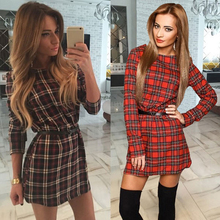 Hot Sale 2016 new style autumn and spring women font b plaid b font dresses o