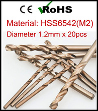 Diameter 1.2mm x 20pcs HSS 6542 PCB mini drill Bit tungsten steel carbide for print circuit board cnc drill Bits Machine Tools