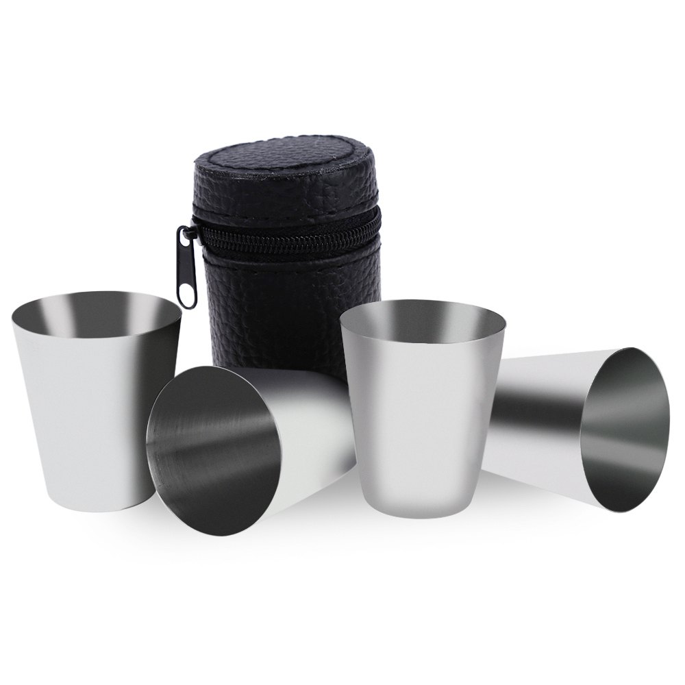 Free Shipping Stainless Steel 4pics outdoor Cups Set Wine Beer Whiskey